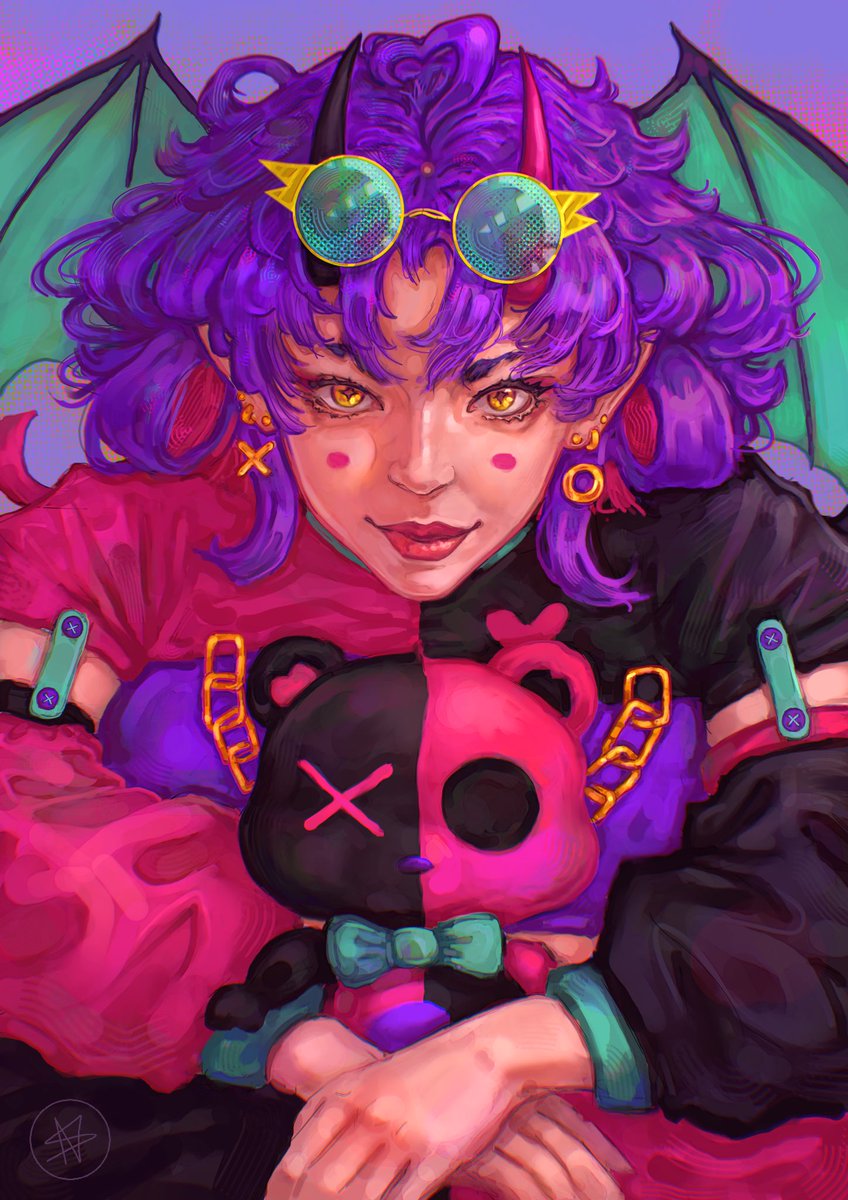 ninji_xo_art's tweet image. Painted my OC semi realistic 💗✨ XOXO
.
#art #illustration #oc #vtuber #demon #semirealism #xo