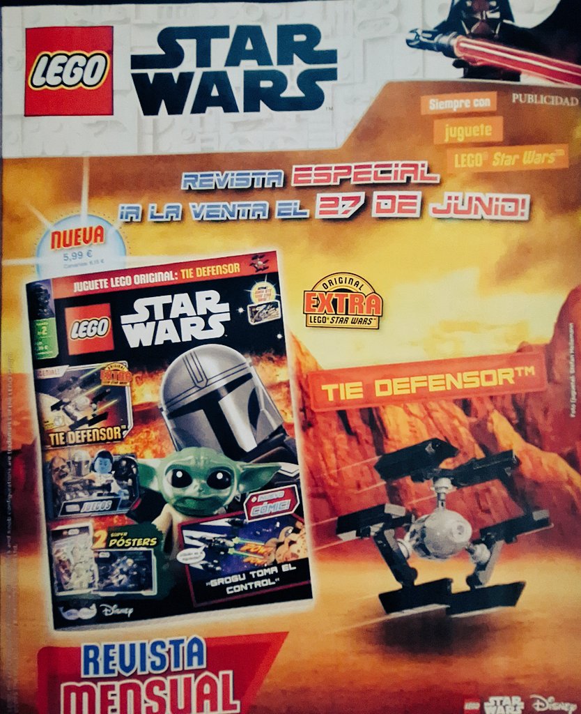 Libros y Comics de Star Wars (@argolat) on Twitter photo El 27 de junio, <a href="/BlueOceanSpain/">Blue Ocean Spain 🐳</a> edita un especial de la revista Lego Star Wars, número.2, por 5,99 y un TIE Defensor de regalo. Lo de mensual que aparece en el anuncio no sé si es que va a haber otra revista paralela a la actual que va por el 123. El 27 de junio, <a href="/BlueOceanSpain/">Blue Ocean Spain 🐳</a> edita un especial de la revista Lego Star Wars, número.2, por 5,99 y un TIE Defensor de regalo. Lo de mensual que aparece en el anuncio no sé si es que va a haber otra revista paralela a la actual que va por el 123.