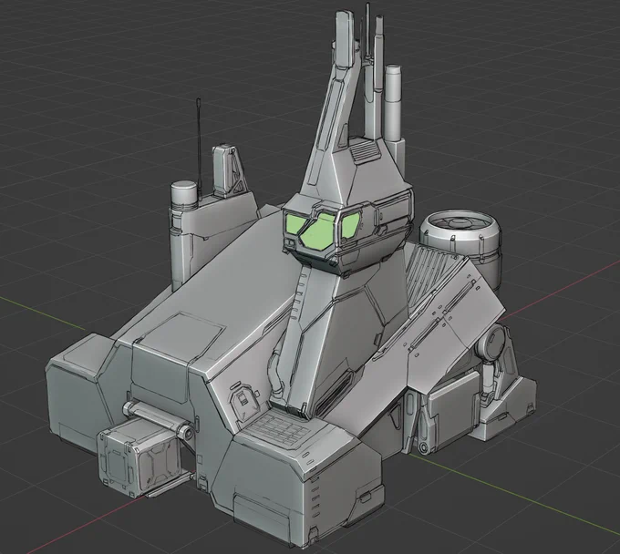 I have most of the underlying form figured out but here's where I both add details but also delete them to either soften or accentuate forms. For example I'll probably lose the bolt and rib detail on the cooling fan ring