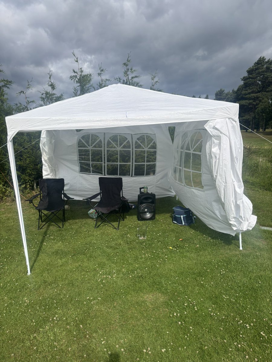 deanrayson's tweet image. At @PikeHillsGC for Chris Richardson’s 2025 Captains Day. Set up in the 15th tee looking good. Raising money once again. Requests being taken for music