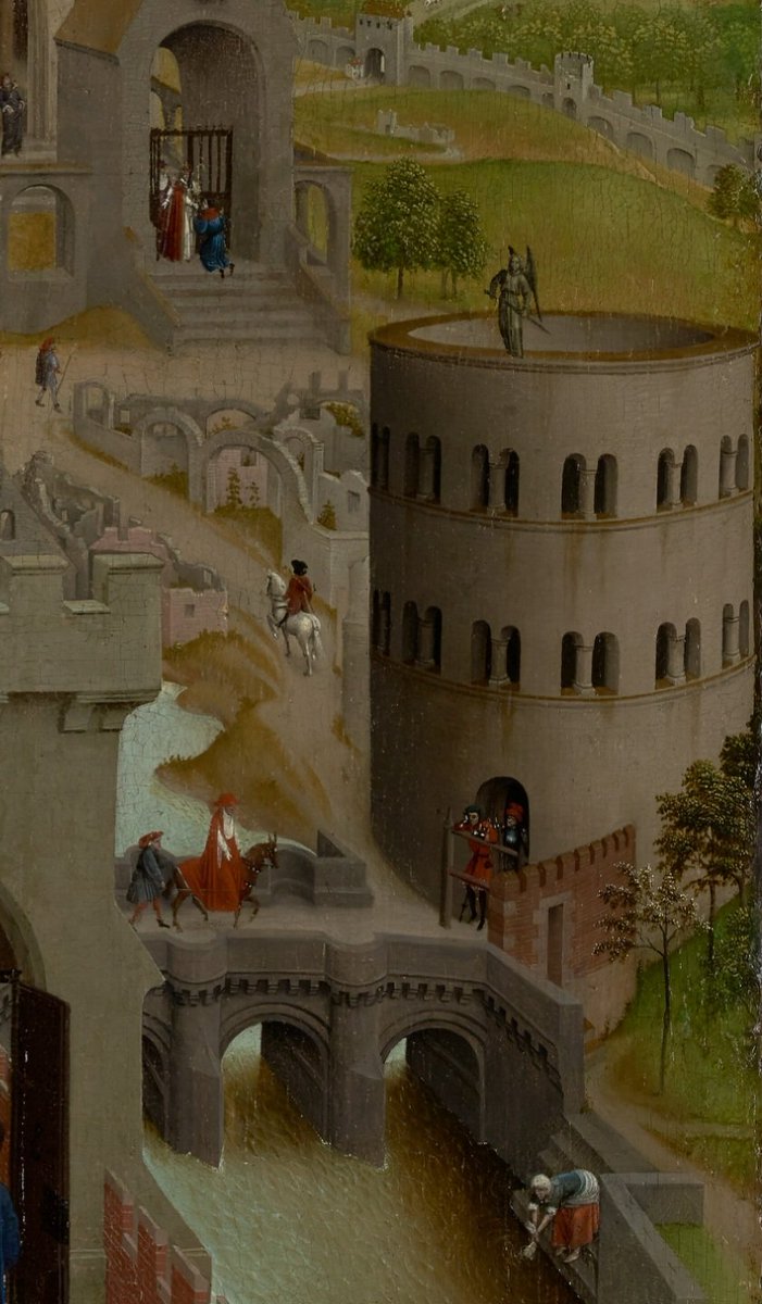ColeccionMMoret's tweet photo. Cuando nunca has estado en Roma ni has visto el Coliseo pero te han contado que es un edificio redondo con muchos arcos.
Taller de Rogier van der #Weyden. El sueño del Papa Sergio. Óleo sobre tabla, h. 1435-1440. @GettyMuseum https://t.co/YPPch8ZQ3a