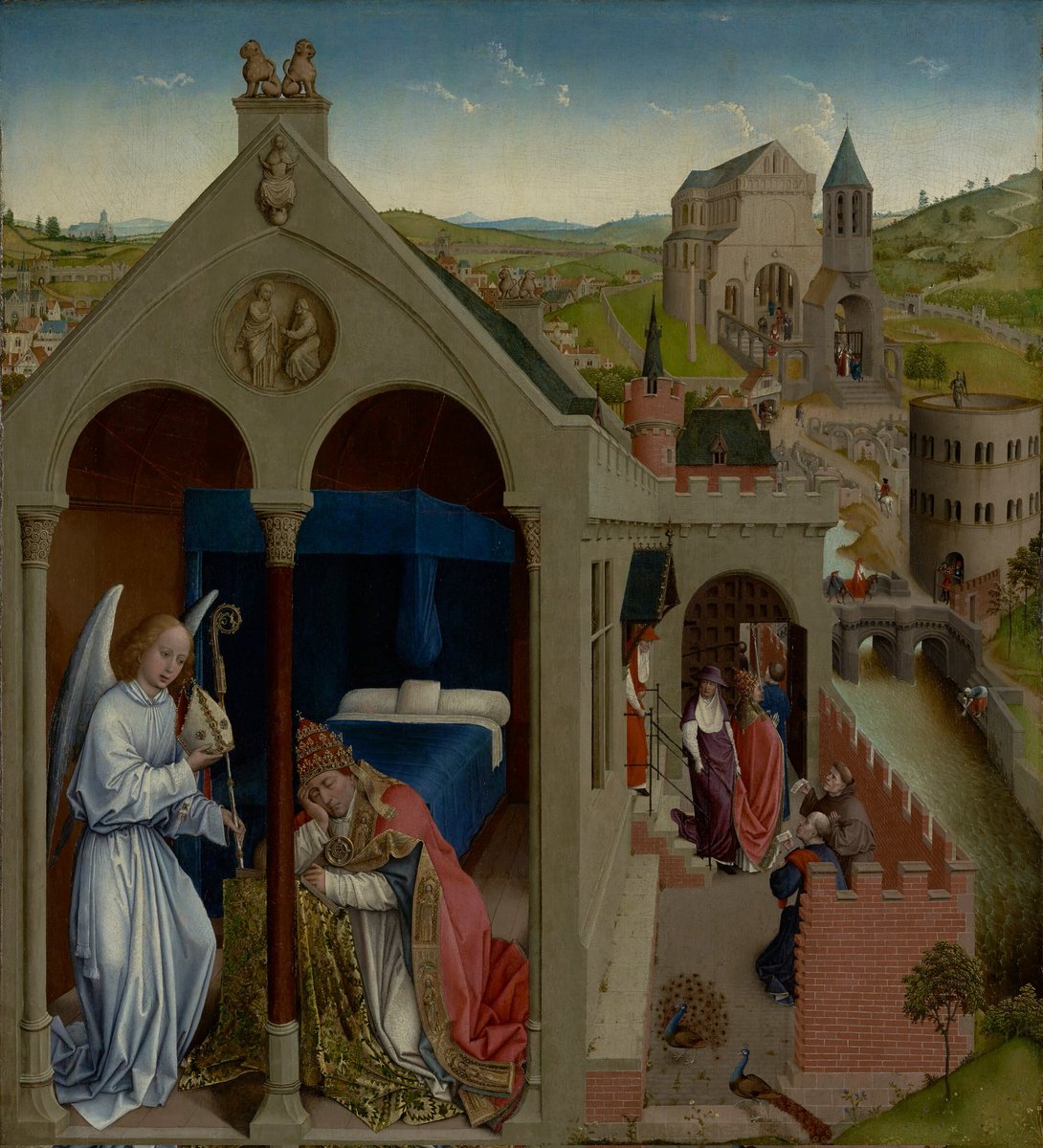 ColeccionMMoret's tweet photo. Cuando nunca has estado en Roma ni has visto el Coliseo pero te han contado que es un edificio redondo con muchos arcos.
Taller de Rogier van der #Weyden. El sueño del Papa Sergio. Óleo sobre tabla, h. 1435-1440. @GettyMuseum https://t.co/YPPch8ZQ3a