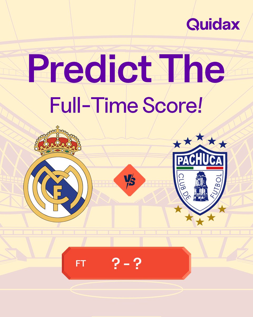 Quidax: Your Crypto Plug (@quidaxglobal) on Twitter photo Win ₦10,000! 🚨
Can you call the final whistle?
⚽ Real Madrid vs Pachuca
Reply with your full-time score prediction👇
2 correct predictions to win!
⏳: 7 PM WAT
Follow <a href="/QuidaxGlobal/">Quidax: Your Crypto Plug</a> + ❤️ + 🔁 to enter
#FCWC25 Win ₦10,000! 🚨
Can you call the final whistle?
⚽ Real Madrid vs Pachuca
Reply with your full-time score prediction👇
2 correct predictions to win!
⏳: 7 PM WAT
Follow <a href="/QuidaxGlobal/">Quidax: Your Crypto Plug</a> + ❤️ + 🔁 to enter
#FCWC25