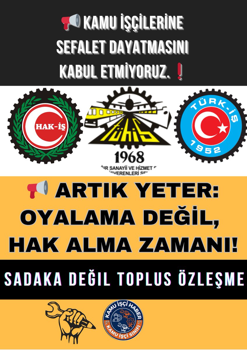 Ocak bitti, Temmuz geldi.
Yılın yarısı gitti
#Kamuişçileri Hâlâ oyalanıyor!

🔹 Maaş 2024’ten
🔹 Vergi 2025’ten
🔹 Umut... o da yok!

Karnımız sözle doymuyor.
İcraat istiyoruz, hemen şimdi!

“EMEĞE SAYGI,ADALETE DAVET!”
#GeçimZammıŞart
#SadakaDeğilHak
<a href="/hakiskonf/">HAKİŞ KONFEDERASYONU</a> 
<a href="/turkiskonf/">TÜRK-İŞ</a>