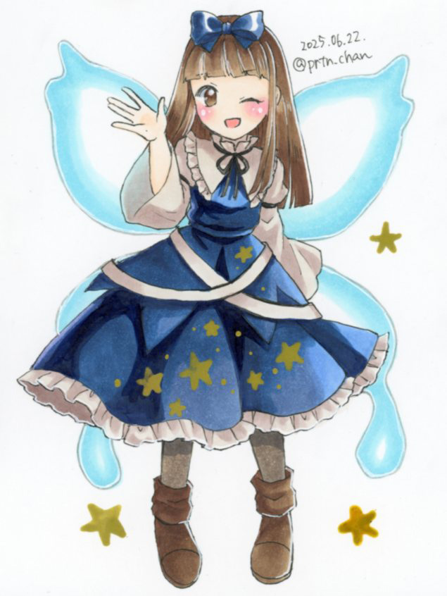prtn_chan's tweet photo. #深夜の真剣お絵描き60分一本勝負
ブルースカイのお題から
スターサファイアちゃんを描きました（＋10分） https://t.co/OneB6FLs8K