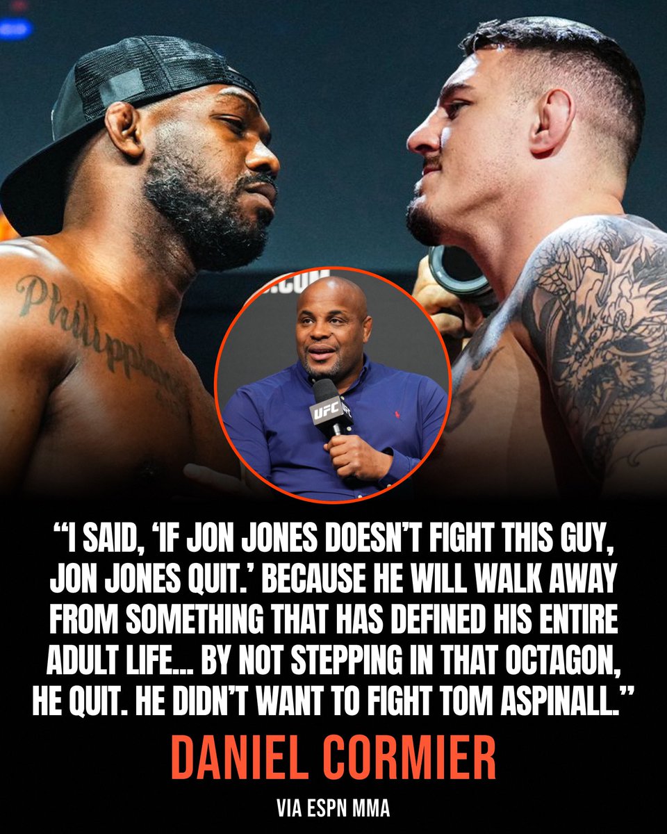Daniel Cormier says Jon Jones “quit” by not fighting Tom Aspinall 😳

(via <a href="/espnmma/">ESPN MMA</a>)