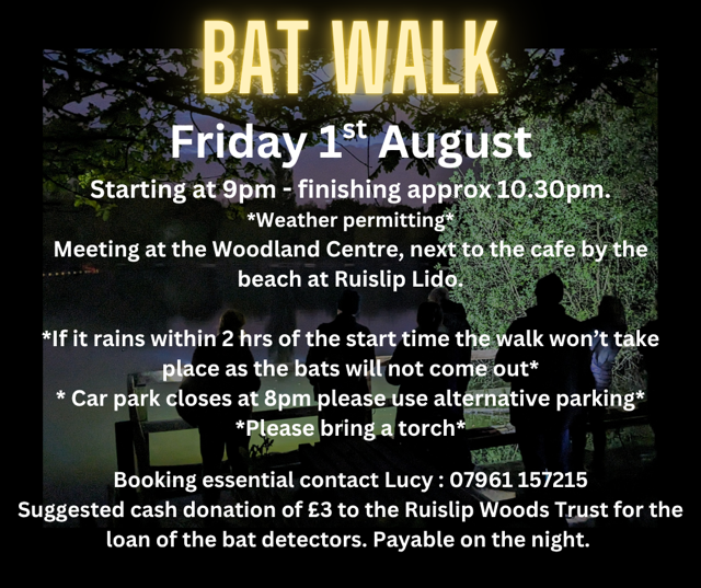 Ruislip Woods Trust (@ruislipwoods) on Twitter photo The next Bat Walk organised by <a href="/Hillingdon/">Hillingdon Council</a> in #Ruislip Woods is on Friday 1st August at 9pm. Meet at the Woodland Centre. Booking details here
ruislipwoodstrust.org.uk/our-events/
#RuislipLido #GetOutside #FreshAir #GoodCompany #exercise
<a href="/Hill_libraries/">Hillingdon Libraries</a> The next Bat Walk organised by <a href="/Hillingdon/">Hillingdon Council</a> in #Ruislip Woods is on Friday 1st August at 9pm. Meet at the Woodland Centre. Booking details here
ruislipwoodstrust.org.uk/our-events/
#RuislipLido #GetOutside #FreshAir #GoodCompany #exercise
<a href="/Hill_libraries/">Hillingdon Libraries</a>