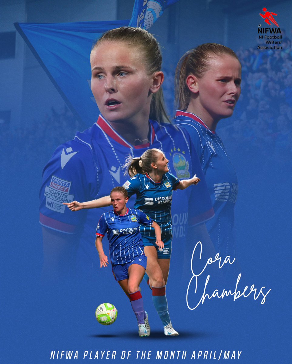 𝗔𝗣𝗥𝗜𝗟/𝗠𝗔𝗬 𝗣𝗟𝗔𝗬𝗘𝗥 𝗢𝗙 𝗧𝗛𝗘 𝗠𝗢𝗡𝗧𝗛 🏆 

Congratulations to Cora Chambers who has been voted the NIFWA Player of the Month for April/May 👏🔵

#COYB #AFJ