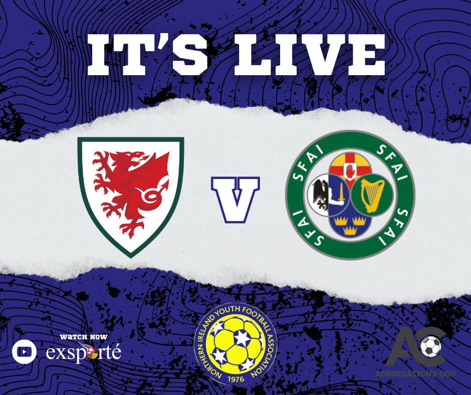exsporte's tweet photo. We Are LIVE 

The Boys' Final of the Associations Cup is underway!
Republic of Ireland vs Wales – streaming now on NIYFA TV 

Watch live now on NIYFA TV / YouTube - https://t.co/VvrCy31wkZ

Live coverage proudly brought to you by Exsporte on behalf of the NIYFA https://t.co/SMPbhQNdmP