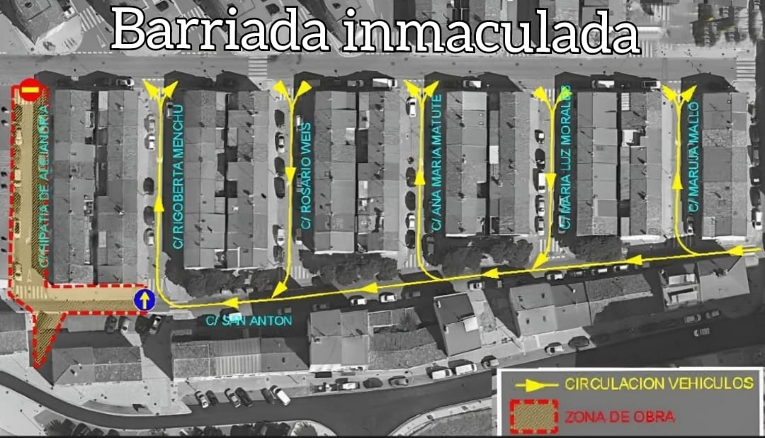 🚧Obras en la Barriada Inmaculada.

 📅Mañana lunes 23 de junio hasta 21 de julio.
⏰️De 8:00 a 16:00 horas.

⚠️La semana del 30 de junio al 6 de julio se intentará dejar abierto al tráfico, en función de las obras.

⚠️Desde el día 7 de julio hasta el 21, el corte será total.