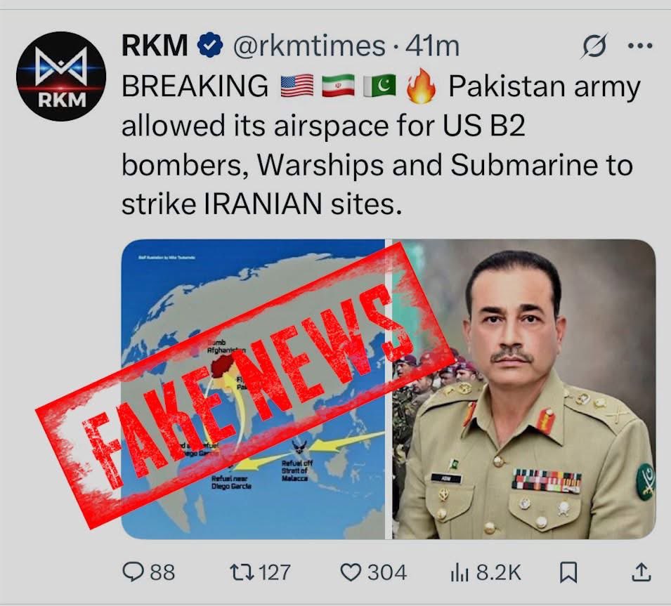 murtazasolangi's tweet photo. With aircraft carriers and bases in the region, why would US need our help?
Expect more fake news like this one. https://t.co/hkFcwDgIOp