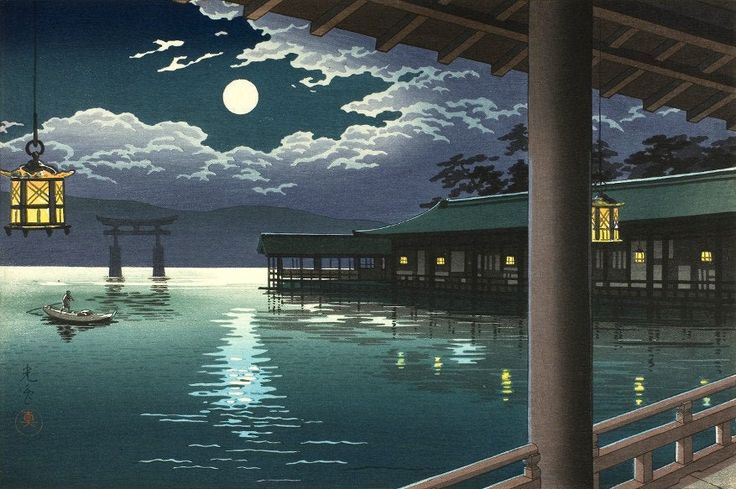 "The moon in the water;  
 Broken and broken again,  
 Still it is there."                
   ― Choshu Ueda (tr. R.H.Blyth) 

  (images: Shoen Uemura / Koitsu Tsuchiya)