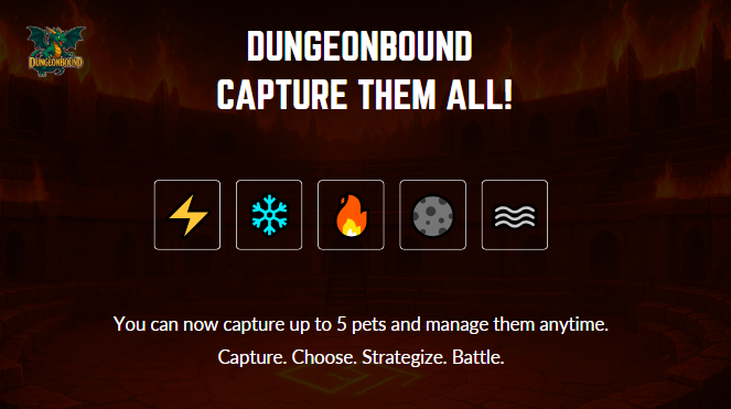 NEW FEATURE:

You can now collect up to 5 pets in @theDungeonbound !

Pick one to enter battle but your opponent’s pet stays hidden until the fight begins.

Choose wisely and let the battle begins!🐾

▶️ discord.gg/F2H4yDwkHV

#DungeonBound #GameUpdate