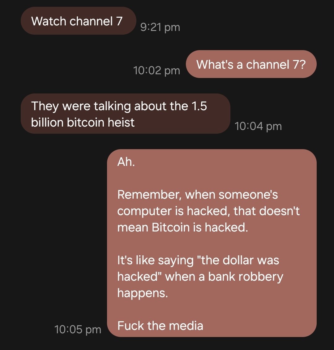 Whenever someone loses Bitcoin, on normie TV they have: 

"Bitcoin was hacked"