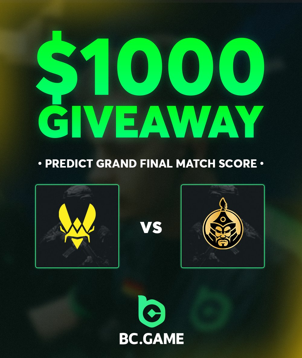 AUSTIN MAJOR GRAND FINAL $1000 GIVEAWAY! 🚨 

Guess the right MAJOR WINNER &amp; FINAL MAP SCORE to win $100 on <a href="/bcgame/">BC.GAME</a>🥳

🏆 We will select 10 winners! To participate: 
1. Follow: <a href="/BCGameEsports/">BC.Game Esports</a>
2. Repost and comment your prediction
* Example: "Vitality Win 2-1" 

10 Winners with