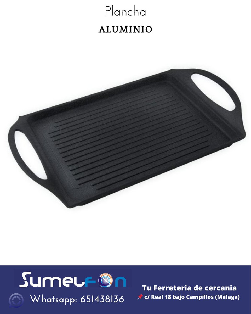 SumelfonFerret's tweet image. 🔥 ¡Cocina como un chef en casa!
Descubre nuestra plancha de aluminio fundido XYLÁN rayada (38 x 28 cm)

📱 Consultas o pedidos por Whatsapp al 651438136 o 📞 951406424
#campillos #ferreteria #LinternaLED #AltaPotencia #EquipamientoOutdoor #LuzQueRinde