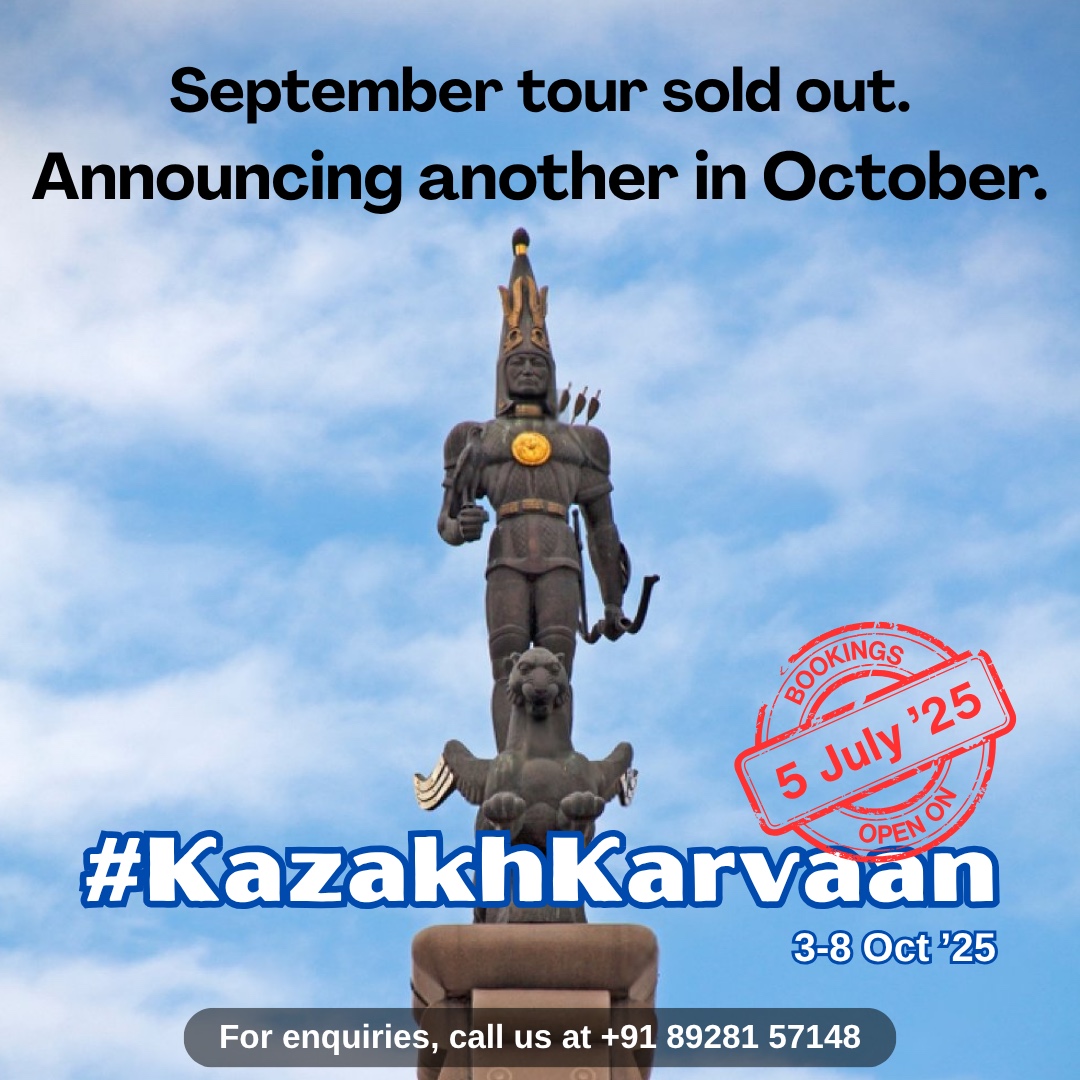 ANNOUNCING A SECOND (AND LAST) TOUR TO KAZAKHSTAN, THIS YEAR 🇰🇿✨

Barely a few hours after bookings opened, Khaki Tours' first ever #KazakhKarvaan tour to Kazakhstan from 12-17 Sep, 2025, is 'house full.' Disappointed? Don't be. We have planned another tour to this unknown gem,