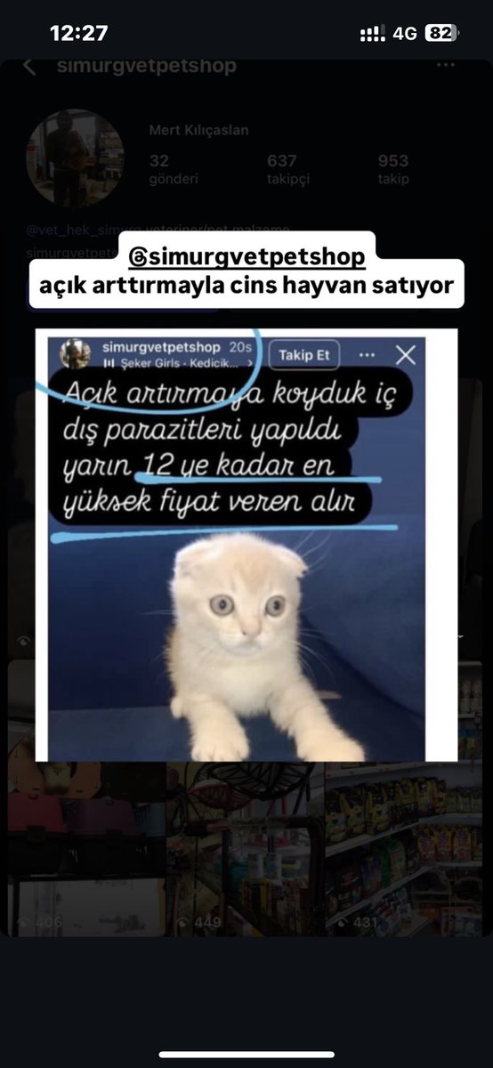 Şu hesabı instada şikayet eder misiniz? Açık arttırmayla satıyorlar hayvanı ya, acılar içinde ölürsünüz umarım bu hayvanlardan kazandığınız paraları yiyemeden