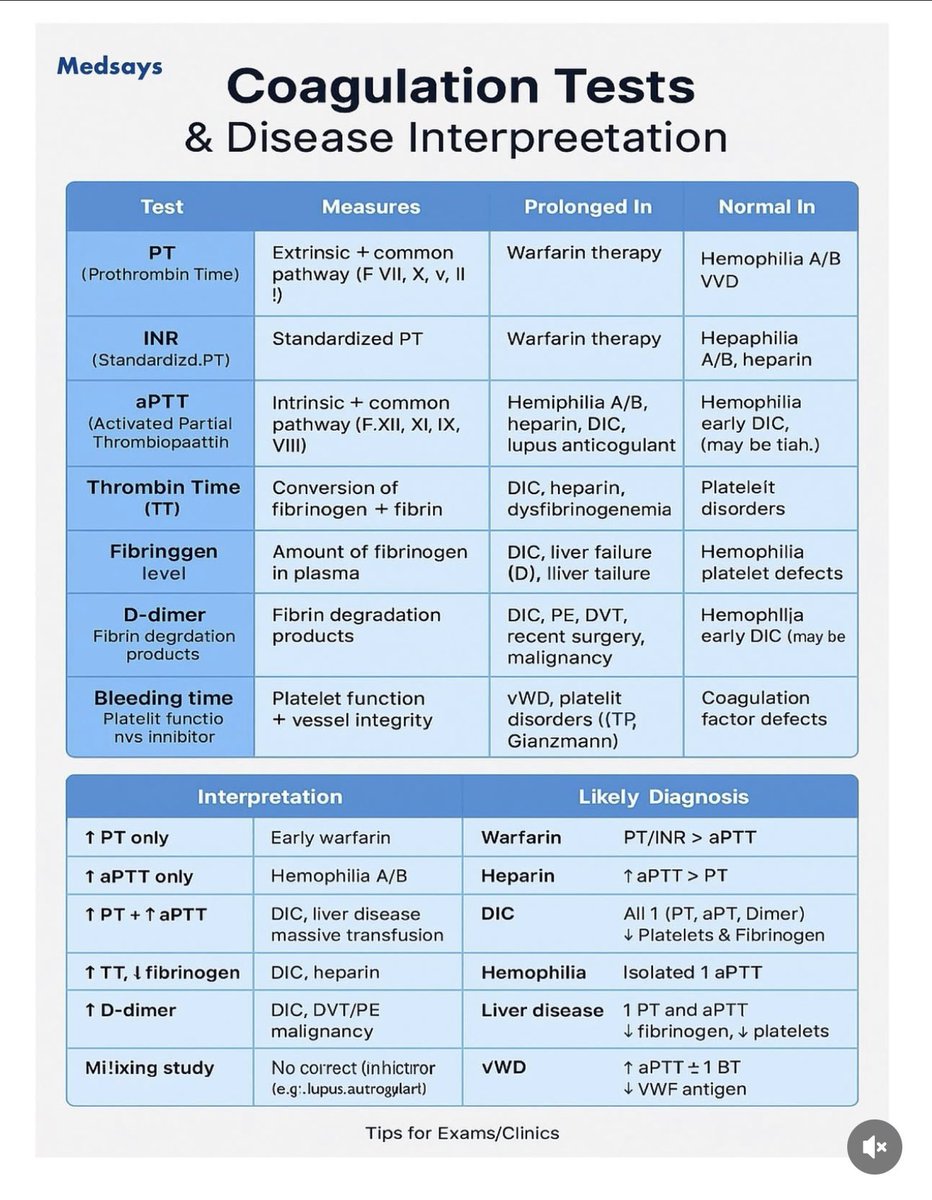 Coagulation Tests &amp; Disease Interpreetation🩸

🍁🍁🍁