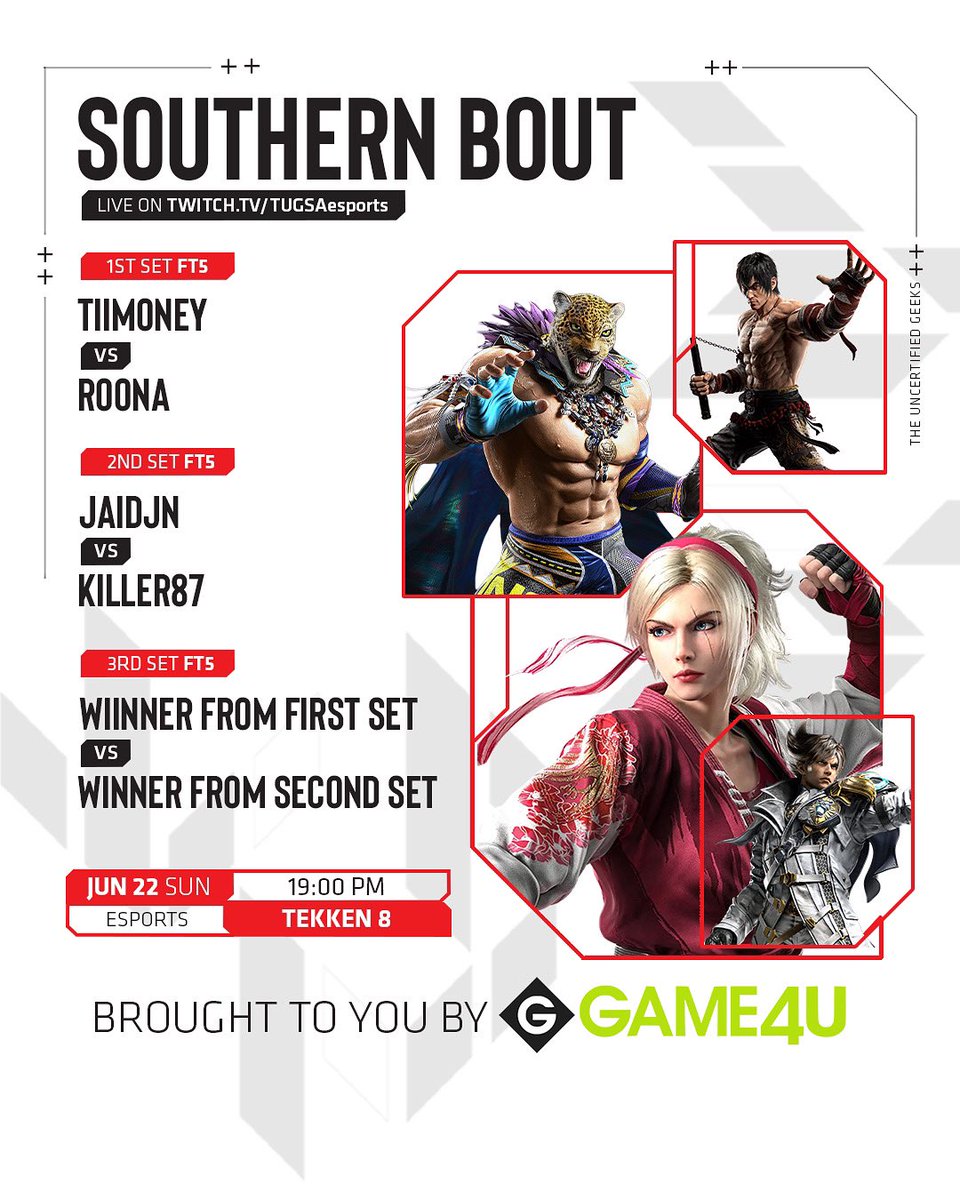 SOUTHERN BOUT 17

Southern Bout Resumes for another week, with a R200 voucher up for grabs

Be sure to not miss out on the action tonight by tuning into our twitch!

See you There!👊🏾😎