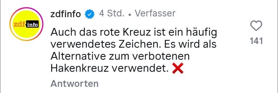 who_cares_2021's tweet photo. #ZDFinfo .@ZDFinfo hat sich heute endgültig vom Pfad der „Aufklärung“ verabschiedet 🙈
In einem „Hinweis“ von entwaffnender Absurdität behauptet der Sender:
🚨„Auch das rote Kreuz ist ein häufig verwendetes Zeichen. Es wird als Alternative zum verbotenen Hakenkreuz verwendet.“🚨
Das ist keine Information, das ist ideologisch motivierter Schwachsinn im öffentlichen Dienst.
Hier wird nicht aufgeklärt, sondern wird diffamiert, dämonisiert, und desinformiert.
Ein Symbol, das weltweit für medizinische Hilfe, Neutralität im Krieg, und Menschlichkeit steht, wird in einem Atemzug, mit dem Symbol des industriellen Massenmords genannt.
Was kommt als Nächstes?
⚠️Der Verdacht, dass Jesus ein Frühzeichen rechter Netzwerke war, weil er ein Kreuz trug?🚸
Diese Aussage entlarvt nicht „Rechte“, sondern sie entlarvt das ZDF selbst ‼️
Sie offenbart einen Verfolgungswahn, der nur noch Feindbilder kennt, aber keine Maßstäbe mehr.
Sie zeigt, wie weit sich Teile des ÖRR, sich von Vernunft, Verantwortung, und journalistischer Seriosität entfernt haben.
Sie diffamiert Millionen gutwilliger Bürger, die ein Kreuz machen, bei der Wahl, beim Roten Kreuz, auf der Stirn in der Kirche, und insinuiert eine Nähe zu Symbolen des Nationalsozialismus.
🚨Das ist nicht nur intellektuell unredlich, es ist moralisch verkommen‼️
Wer so argumentiert, der will nicht informieren, der will brandmarken, und vor allem kontrollieren.
Was wir hier sehen, ist keine „Extremismusprävention“, sondern ein Zeichen dafür, dass der Extremismus längst aus der politischen Rhetorik, in die Redaktionsstuben eingewandert ist.
☝️Und das mit Zwangsgebühren‼️
#GEZMussWeg