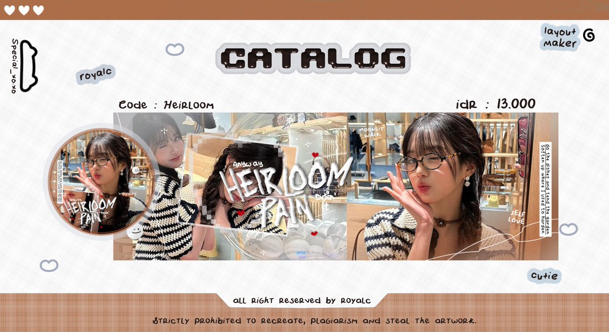 royalc's tweet image. .🍮༘⋆ help rt please ? ありがとう ! 🍡
heyhoo ..🖐🏻 Teman-teman ba, kenalan sama katalog layout baru aku nih namanya heirloom, oh iya tolong ospek in anak baruku ini ya dan jangan lupa disayangi juga 💞💞
#zonauang #zonaba