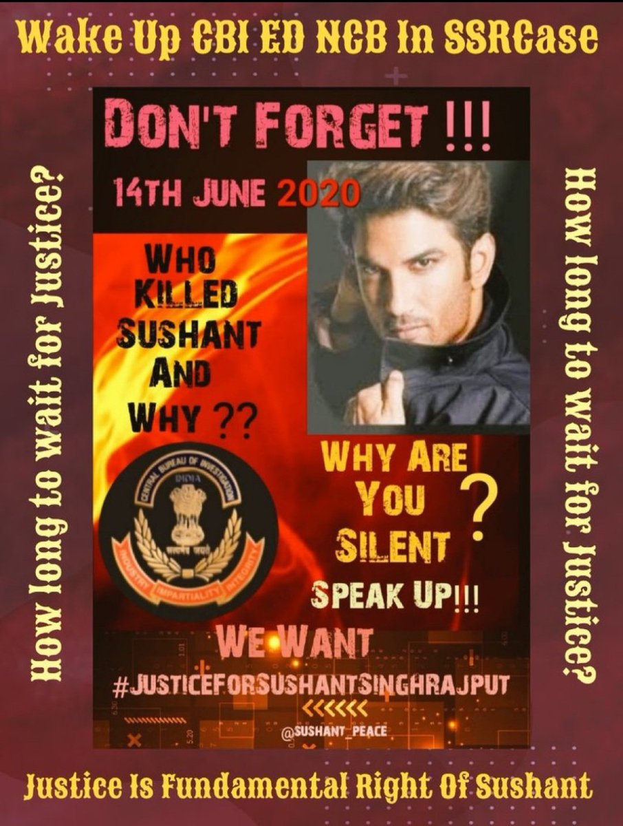 Lavania27890463's tweet image. CBI Have Mercy In SSRCase
When will CBI impose IPC 302 ❓
#JusticeForSushantSinghRajput
#ArrestRheaChakraborty
#ArrestSandeepSingh
#BoycottBollywoodForever
@PMOIndia @HMOIndia @CBIHeadquarters @Copsview @DoPTGoI @IPS_Association @Dev_Fadnavis @myogioffice @withoutthemind