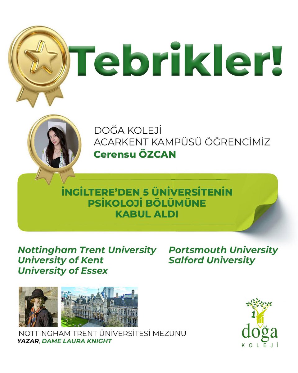 DogaOkullari's tweet image. Doğa’nın fark yaratan lise eğitimiyle öğrencilerimiz dünyanın sayılı üniversitelerine kabul alarak bizi gururlandırdı. Öğrencimizi tebrik eder, başarılarının devamını dileriz. 🎓🌍 #IBDP #IBOrganisation #HolisticEducation  #FutureLeaders #BütünselEğitim #GeleceğinLiderleri