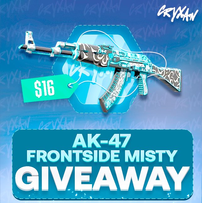 AK-47 | Frontside Misty (16+$) GIVEAWAY🎉

Requirements:
✅Follow me <a href="/Cryxan_/">Cryxan</a>
✅Retweet &amp; Like
✅Subscribe + Like: youtu.be/_txLOOs-rm8 (Show Proof)
(Optional: Leave a comment)

Ends in 72 HOURS🔥
#CSGOGiveaway #CSGOGiveaways #CS2 #CSGO #csgoskins