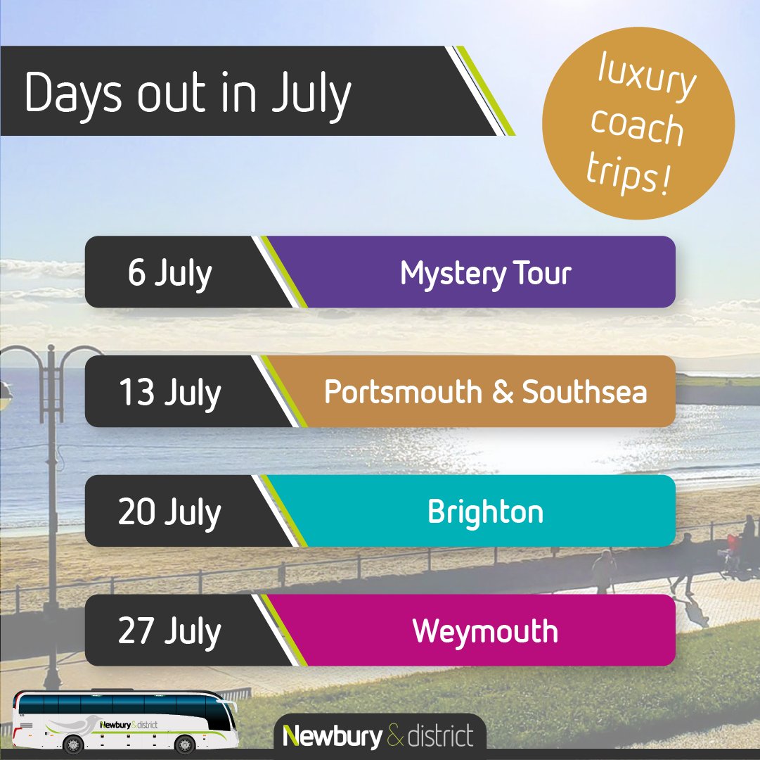Our trips for July are ready to book. We have Portsmouth &amp; Southsea, Brighton, Weymouth and a Mystery Tour for this month. Join us for amazing summer days out on the coast!

Visit our website or call to book:
🌐 bit.ly/3Ux7UDB
📞 0163533855