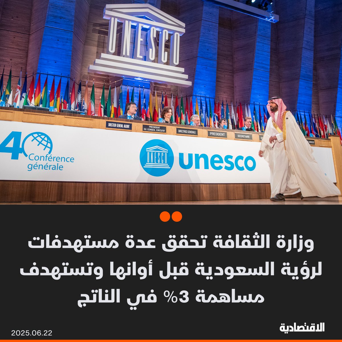 صحيفة الاقتصادية (@aleqtisadiah) on Twitter photo وزير #الثقافة السعودي الأمير بدر بن عبدالله بن فرحان في حوار مع #الاقتصادية: حققنا مستهدفات عدة لـ #رؤية_السعودية قبل أوانها خلال أعوام خضراء للوزارة، ونستهدف مساهمة 3 % في الناتج الإجمالي بما يعادل 180 مليار ريال بحلول 2030
<a href="/BadrFAlSaud/">بدر بن عبدالله بن فرحان آل سعود</a>
<a href="/sultanalobthany/">سلطان العوبثاني</a>
التفاصيل: وزير #الثقافة السعودي الأمير بدر بن عبدالله بن فرحان في حوار مع #الاقتصادية: حققنا مستهدفات عدة لـ #رؤية_السعودية قبل أوانها خلال أعوام خضراء للوزارة، ونستهدف مساهمة 3 % في الناتج الإجمالي بما يعادل 180 مليار ريال بحلول 2030
<a href="/BadrFAlSaud/">بدر بن عبدالله بن فرحان آل سعود</a>
<a href="/sultanalobthany/">سلطان العوبثاني</a>
التفاصيل: