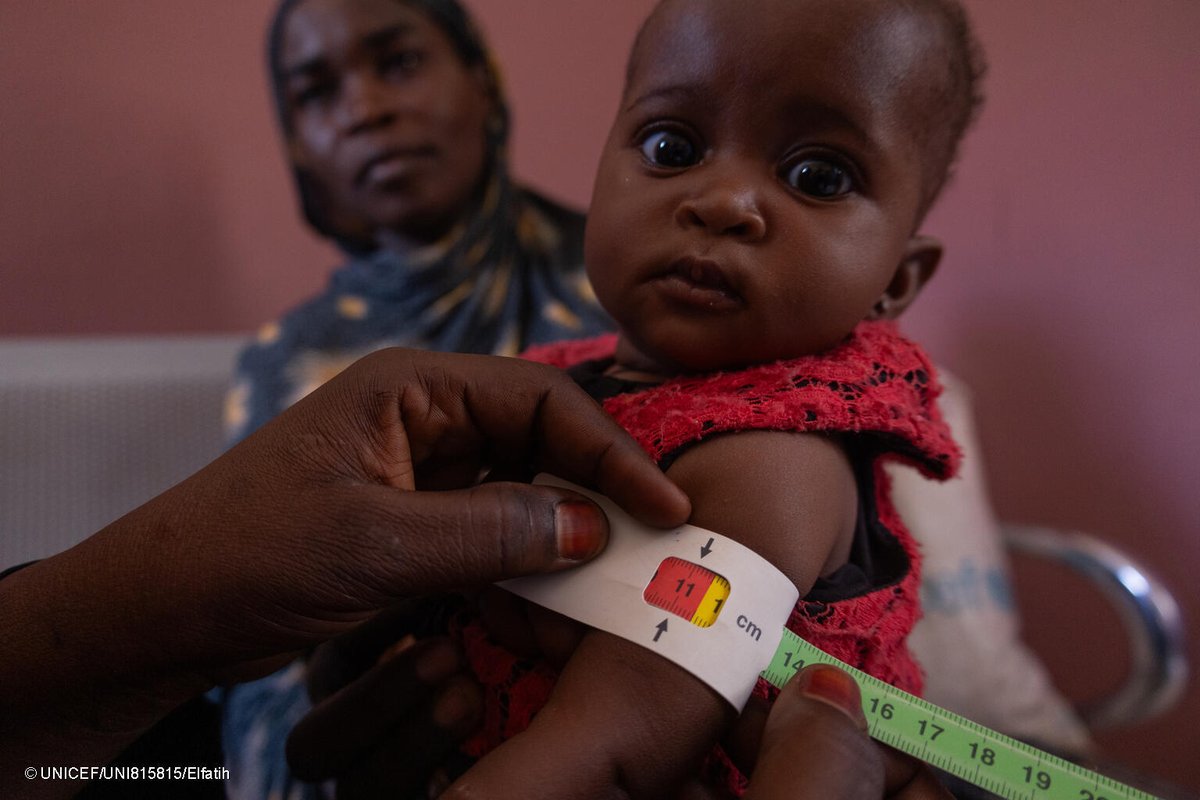 UNICEF's tweet image. At a UNICEF-supported nutrition centre in Khartoum, little Amina gets the help she needs.

“My daughter was sick, and her body was very thin,” her mother Rasha said. “After the visits to the centre, her condition has improved.”

Children in Sudan need peace for their health now.