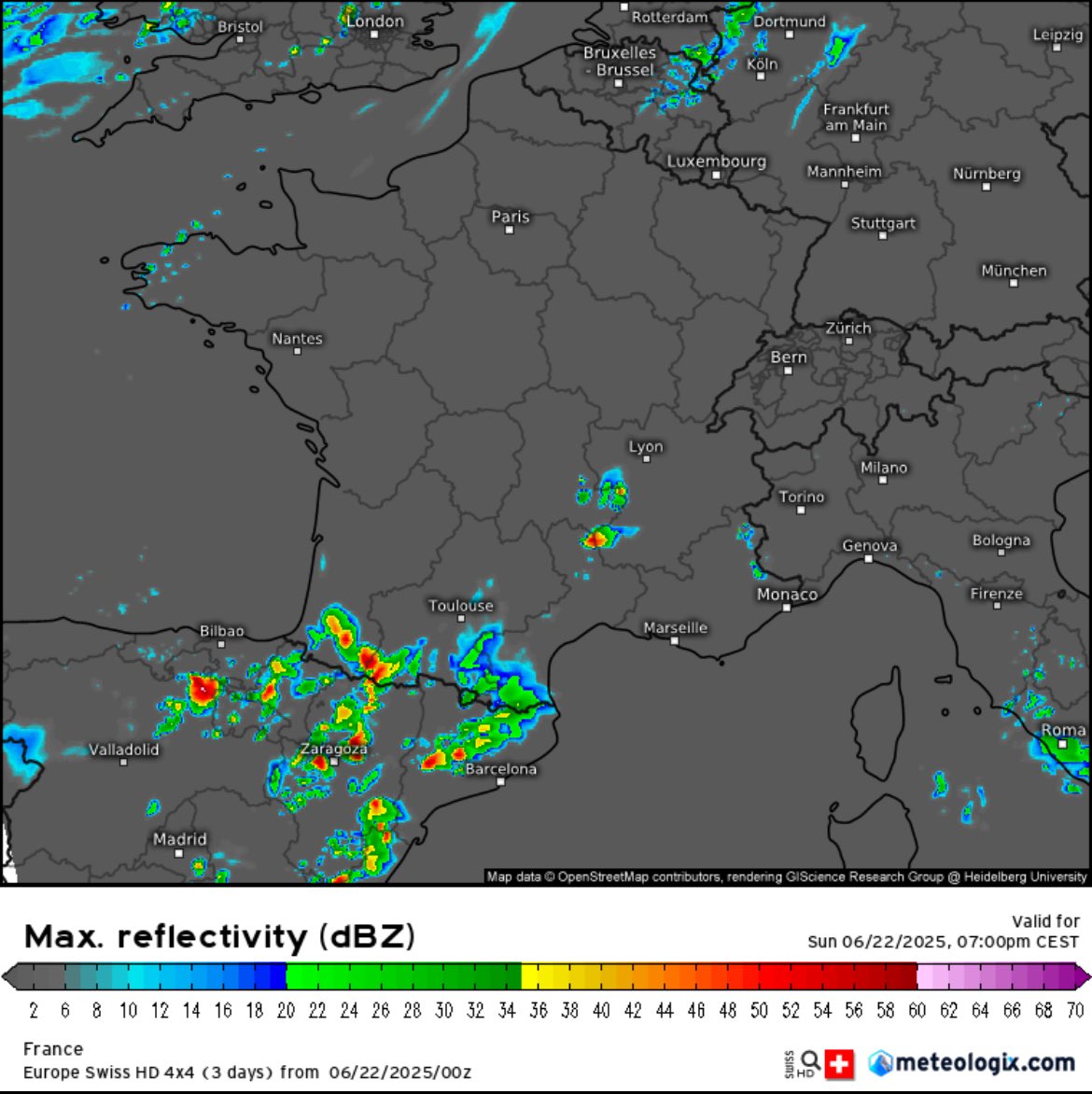 VigipreventionM's tweet image. ⛈️{#Orages}
⛈️: Après les fortes #chaleurs observées en fin de semaine, quelques cellules #orageuses, bien que marginales, devraient concerner les #Pyrénées, l’Est #MassifCentral et localement les #Alpes du #Sud. Ce phénomène s’annonce très localisé et devrait, le plus souvent,
