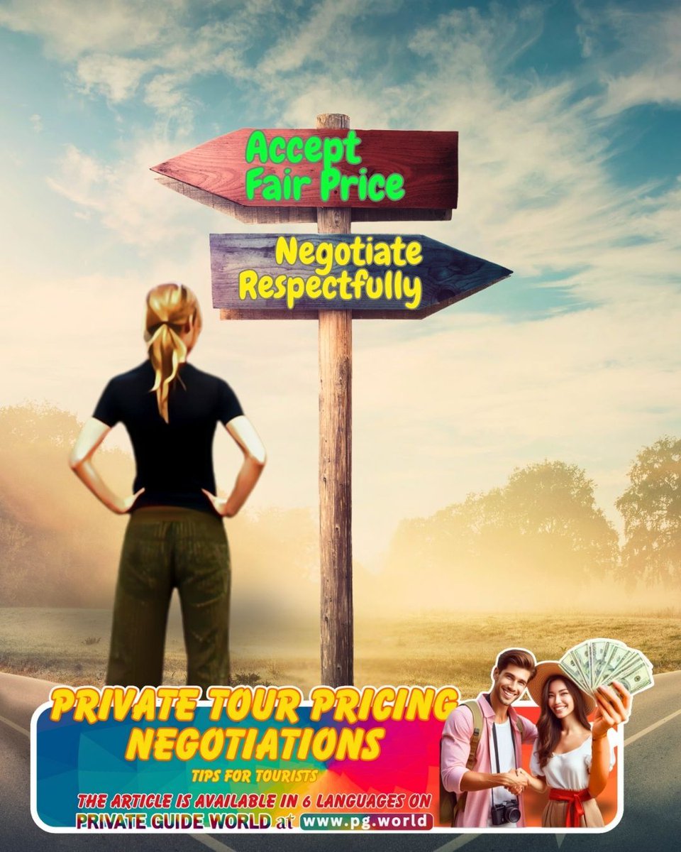 wwwpgworld's tweet image. Read "Private Tour Pricing Negotiations: Tips for Tourists" on PRIVATE GUIDE WORLD in six languages: pg.world/articles/priva… 
#TravelTipsForBeginners #TourOperatorTips #TravelFinance #SavvyTraveler #DreamVacation #TravelGoals #LocalGuides #AuthenticExperiences #TravelWell