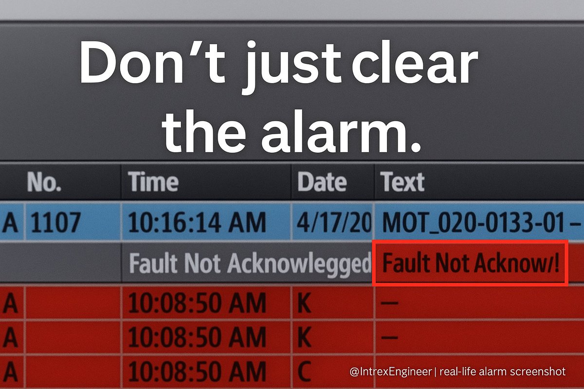 IntraxEngineer's tweet photo. Alarm: “Fault Not Acknowledged.”

Operator: “Same.”

🧠 Some days, even the machine feels seen.

 #IndustrialAutomation #HMIhumor
#ProcessControl #Commissioning #AlarmManagement
#ControlSystems #EngineeringLife #FactoryFloor https://t.co/pss4pgb3xf
