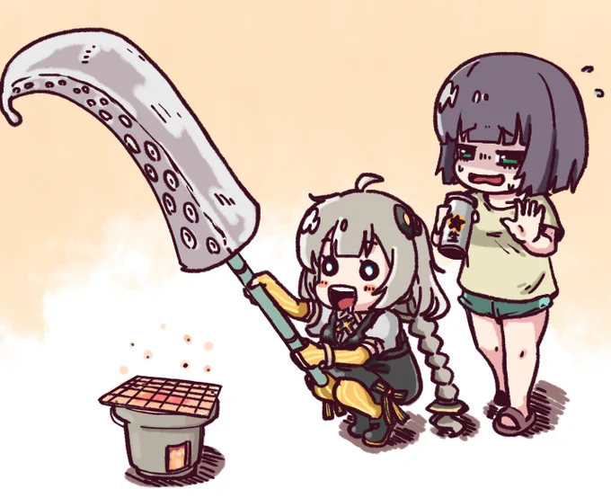 (ダイオウ)イカを焼いて食うあかりちゃん