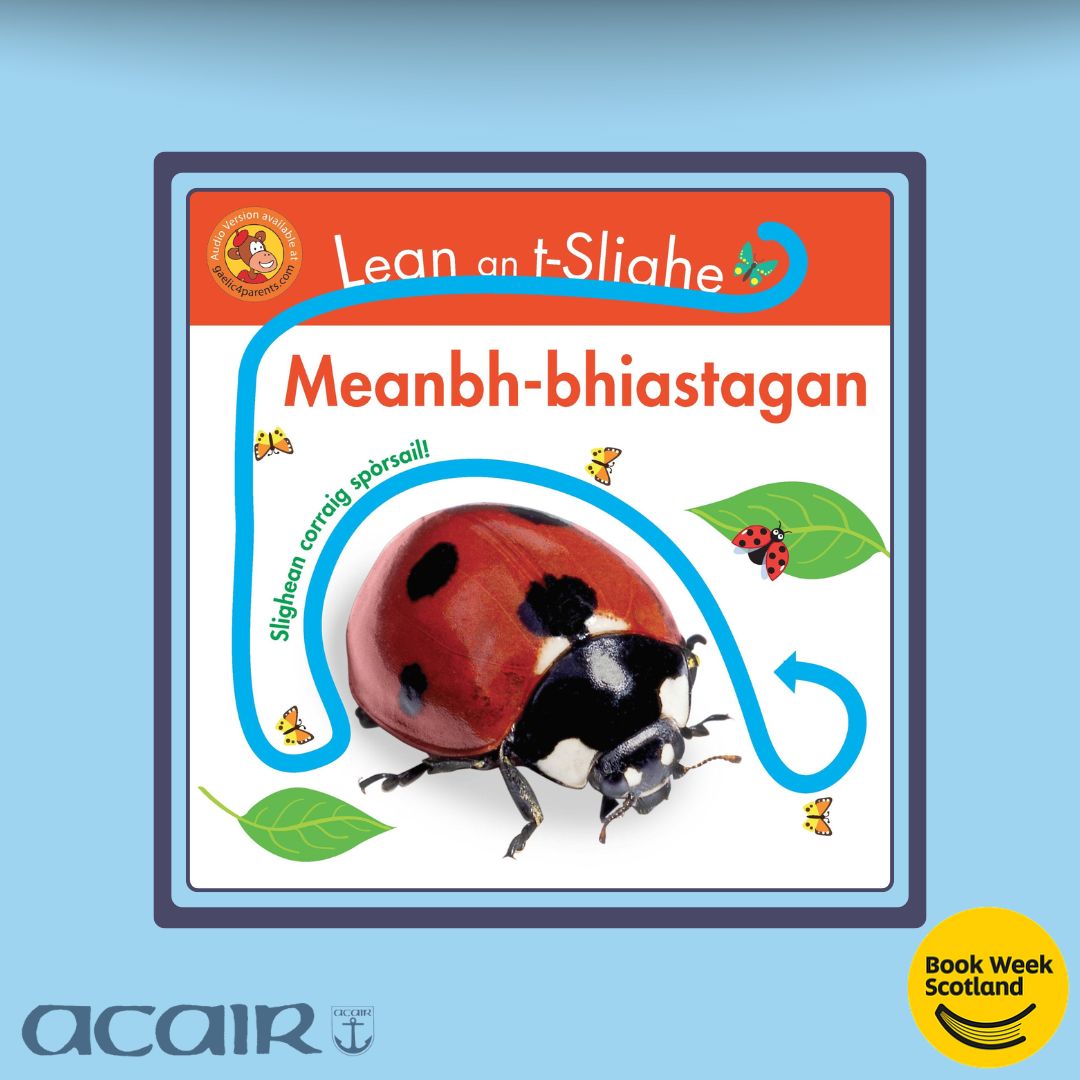 Còrdaidh e ris na daoine beaga a bhith a’ cleachdadh an corragan gus slighean an leabhar spòrsail seo mu bhiastagan🐞a leanntain.

This tactile board book is packed with colourful illustrations to help encourage early learning.

📕acairbooks.com/books/lean-an-…

#Acair #Gàidhlig #Gaelic