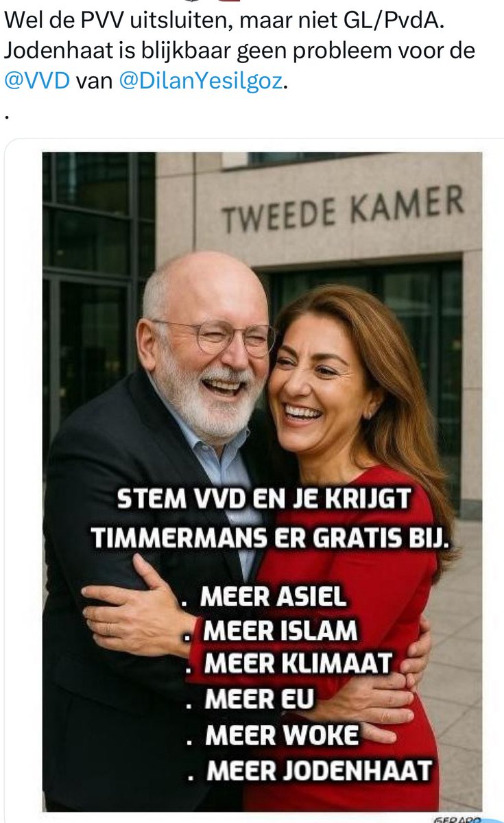 NobelsART's tweet photo. 3/3 🤝 #RechtsVerenigd – #EénFrontvoorNederland 👉🏻 #SAMENVOORZETELS 🇳🇱🇮🇱
Het maakt niet uit op welke partij je stemt — als het maar een partij is die staat voor Nederland en haar mensen. Of je nu PVV, JA21, BVNL, FVD, SGP of BBB steunt: jullie doelen zijn gedeeld. Jullie willen een veilige samenleving, een einde aan ongecontroleerde migratie, bescherming van onze cultuur en het herstel van onze democratische rechtsstaat.
De #PVV heeft baat bij een sterk #JA21. #BBB, JA21 en PVV hebben samen baat bij een krachtig #BelangvanNederland. En ook #FVD en de #SGP brengen waardevolle ideeën en moties in. Werk samen. Versterk elkaar. Laat verschillen in aanpak géén breuklijn zijn, maar een kracht in het kabinet van morgen.
Als veranderkundige weet ik: fusies slagen alleen als het #gezamenlijkedoelvoorop staat. Nu is het moment dat rechts zich verenigt. #VoorNederland. #Vooronzekinderen. #Vooronzetoekomst.
@wierdduk @geertwilderspvv @lientje1967 @Eerdmans @thierrybaudet @chris_stoffer @WybrenvanHaga @ongehoordnedtv @geenstijl @mariannezw @joods