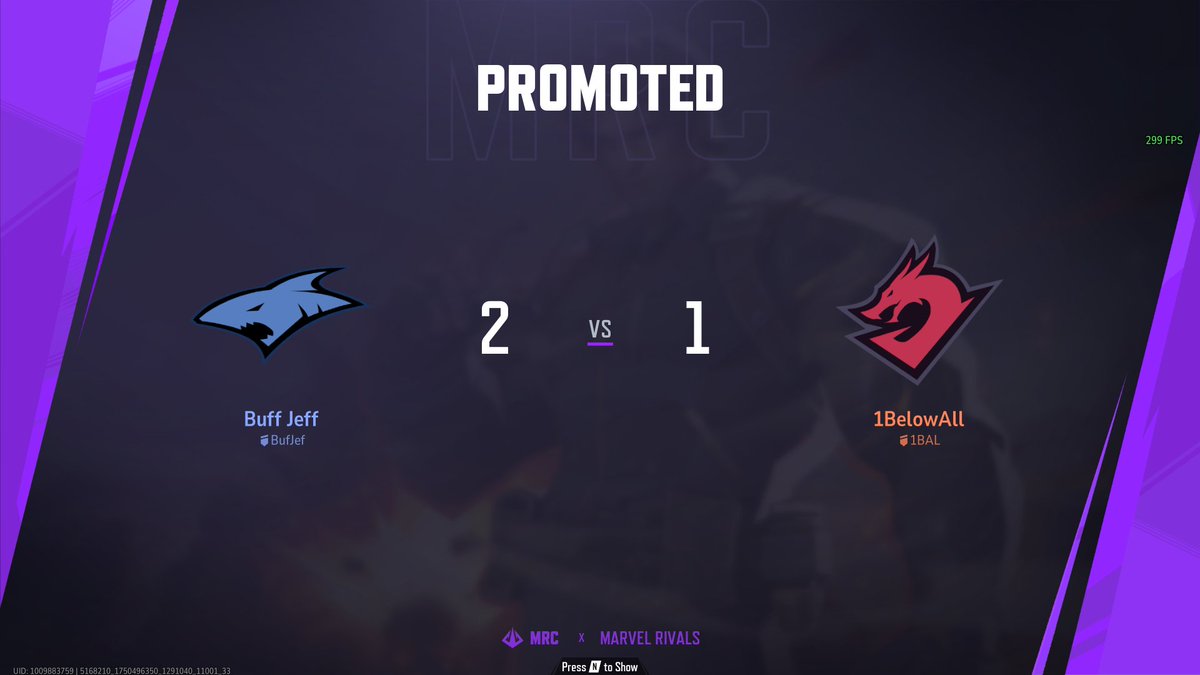 MRC Results:
Buff Jeff  VS  1BelowAll | (2-1) ⬆️