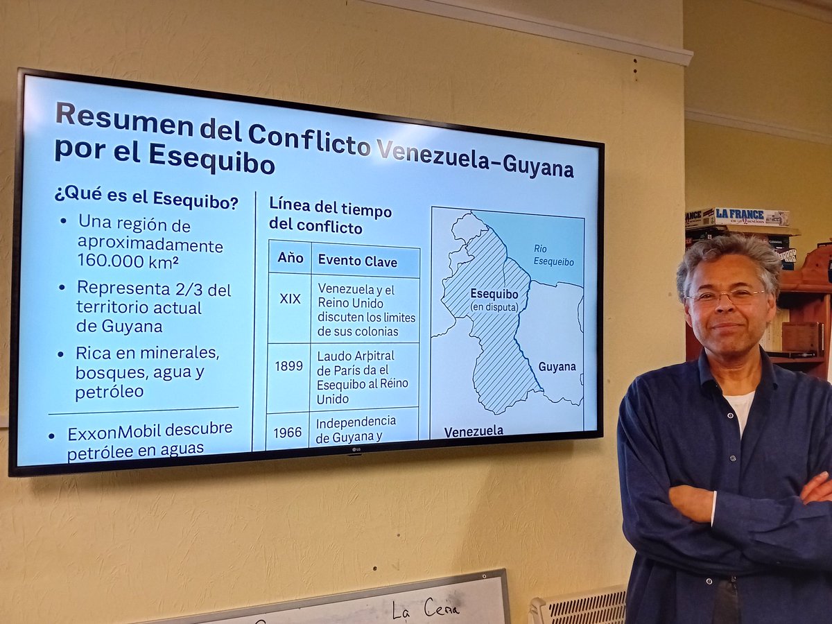 BfdLanguages's tweet photo. An excellent explanation of the conflict between Venezuela and Guyana over the Essequibo region was given by Bernie Arauz to the #Spanish Circle. This Monday Christina Craven will talk about the Atacama Desert and Clare Dewhirst about the Canadian Rockies. https://t.co/yDIUcAl0Fb