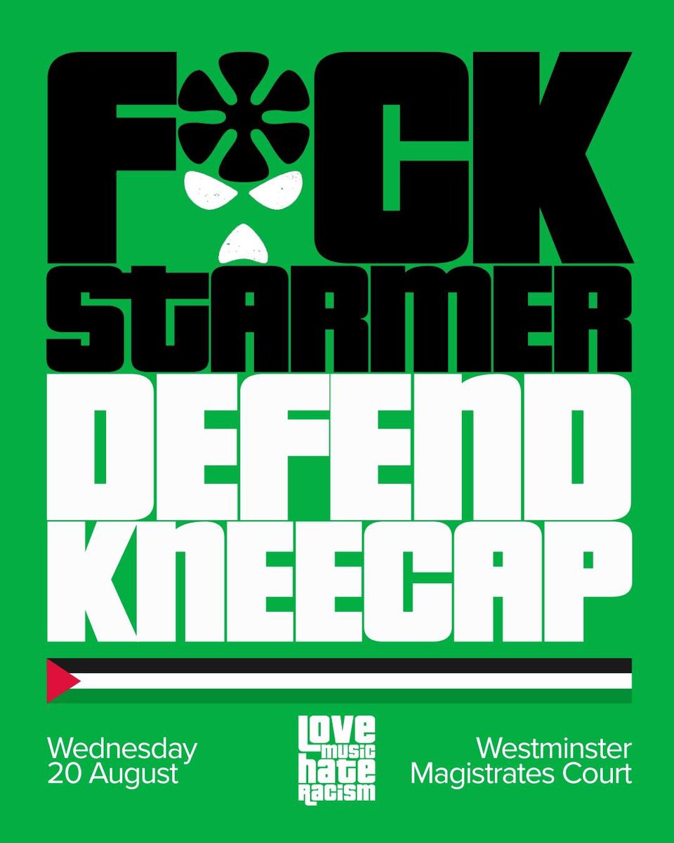 F*ck Starmer. 

Defend <a href="/KNEECAPCEOL/">KNEECAP</a> 🇵🇸 Free Palestine. 

Wednesday 20 August. See you there

#kneecap