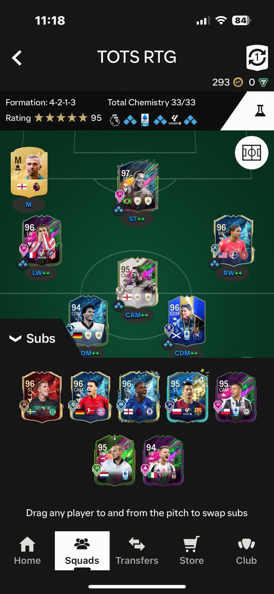 ShaunMcGarva's tweet photo. @DonkTrading I have 2 accounts one with red Mbappe is from day one. One with Dihno is 2 months old. Too each to get a good team now https://t.co/vLW2XiDdr1
