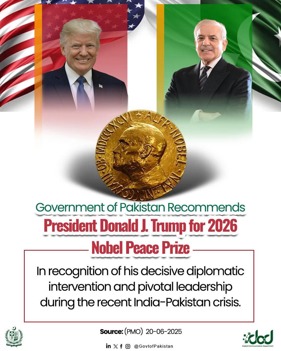Abdullah050650's tweet photo. Pakistan's symbolic govt just nominated Trump — the man with blood on his hands from Gaza to Iran — for the 2026 Nobel Peace Prize. A war criminal as a peace icon? What a joke. #NobelPrize #Gaza #Iran #TrumpIsWarCriminal #IsraeliranWar #trumpisaterriost https://t.co/NHEx9G0xno