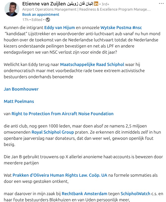 De eenzaam roepende, onafhankelijke luchtvaartconsulent uit Abcoude is er maar druk mee. Dag in, dag uit bezig met opstelletjes schrijven op 3 MAVO-niveau. En Jan en alleman uitmakend voor rotte vis, crimineel, terrorist en NSB-er. Goed bezig E10! photos.app.goo.gl/TGPyq397r6sjMo…