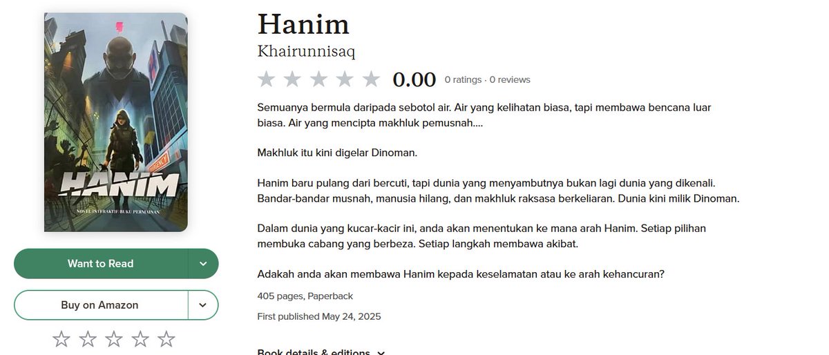 KhXander's tweet photo. Yo, geng! Hanim dah ada dekat Goodreads! Let's go! https://t.co/B2qKeJwRZn https://t.co/bV3Vlvl1CE