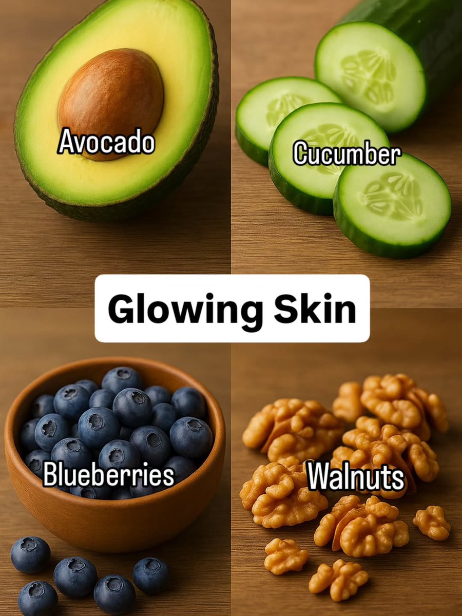 1. For glowing skin, eat foods that hydrate and nourish from within.

• Avocados (healthy fats + vitamin E)
• Cucumbers (hydration + silica)
• Blueberries (antioxidants)
• Walnuts (omega-3s)

Your skin is a mirror of your metabolism.