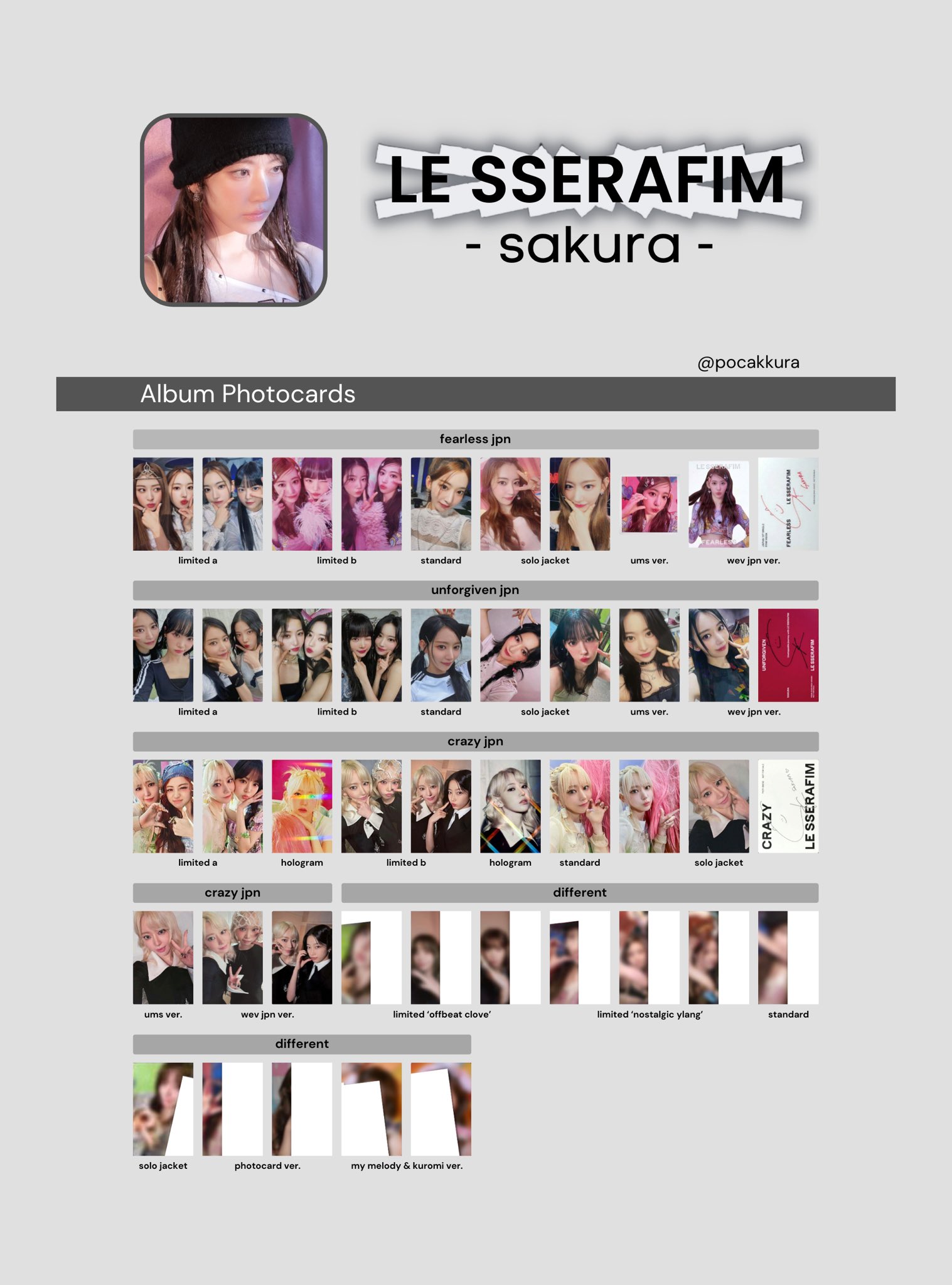 LE SSERAFIM DIFFERENT ポップアップ PHOTO CARD LE SSERAFIM DIFFERENT JAPAN OFFICIAL PHOTOCARD STANDARD