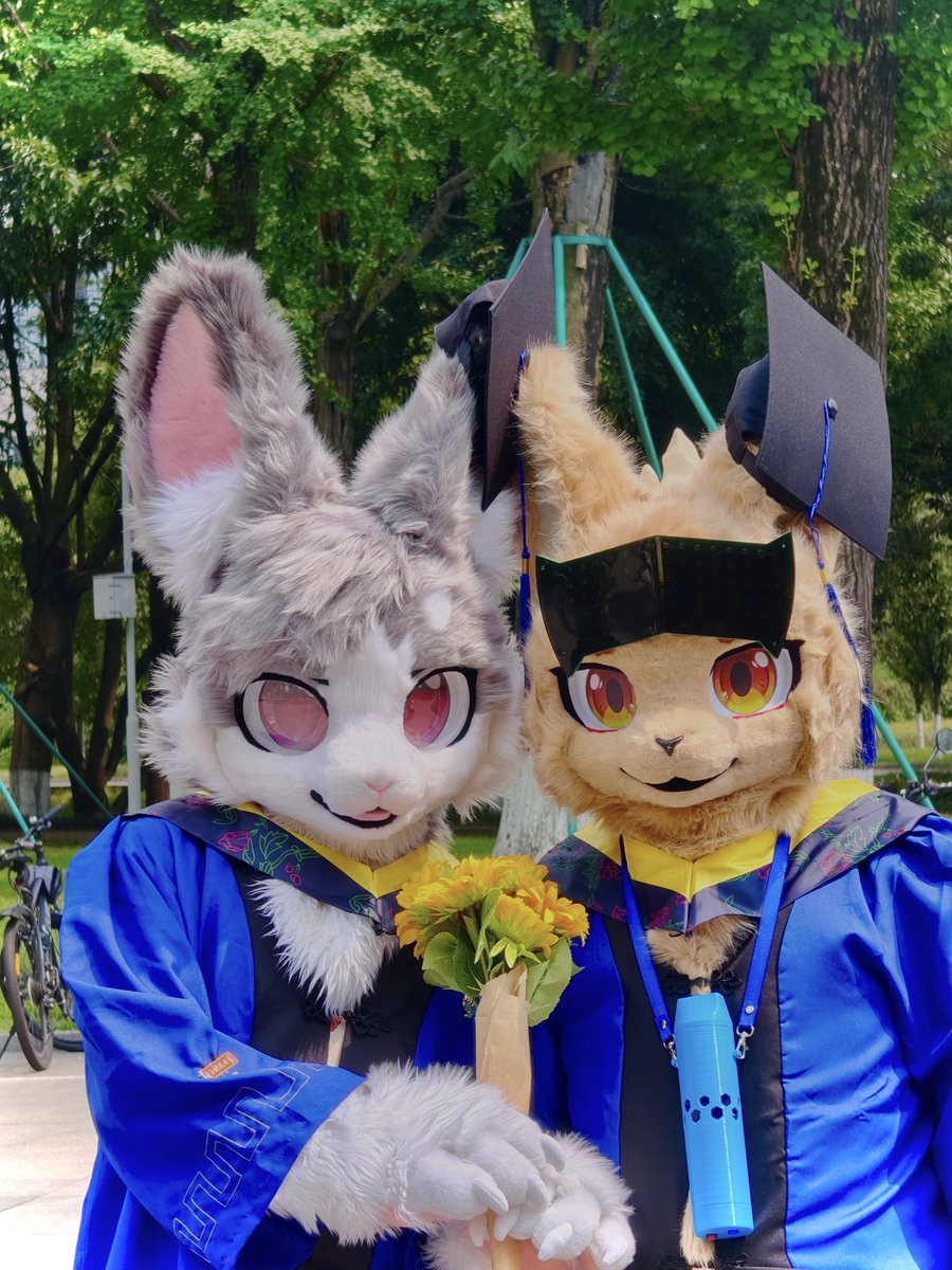 rabbitmenglong's tweet image. 回母校陪师弟一起拍毕业照～🎓
#FursuitEveryday