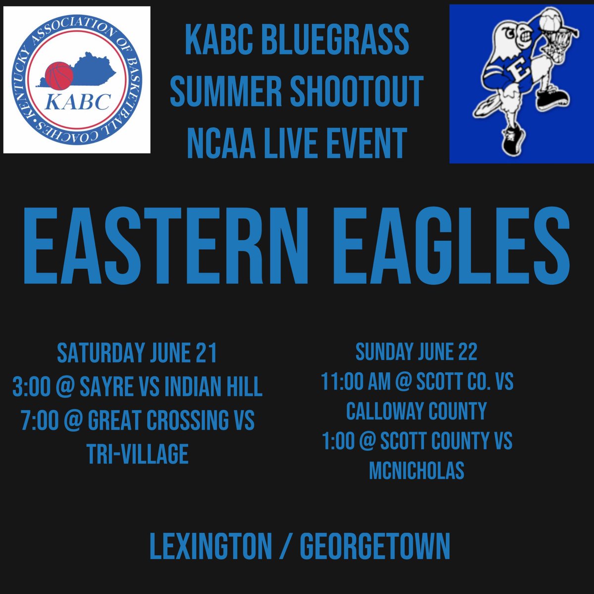 EasternHSBBall's tweet image. Final Summer Games @ The KABC Shootout Today.
Eastern Gray
11:00 & 1:00 @ Scott County HS vs Calloway Co. & McNicholas.
#Toughness
#FlyEastern