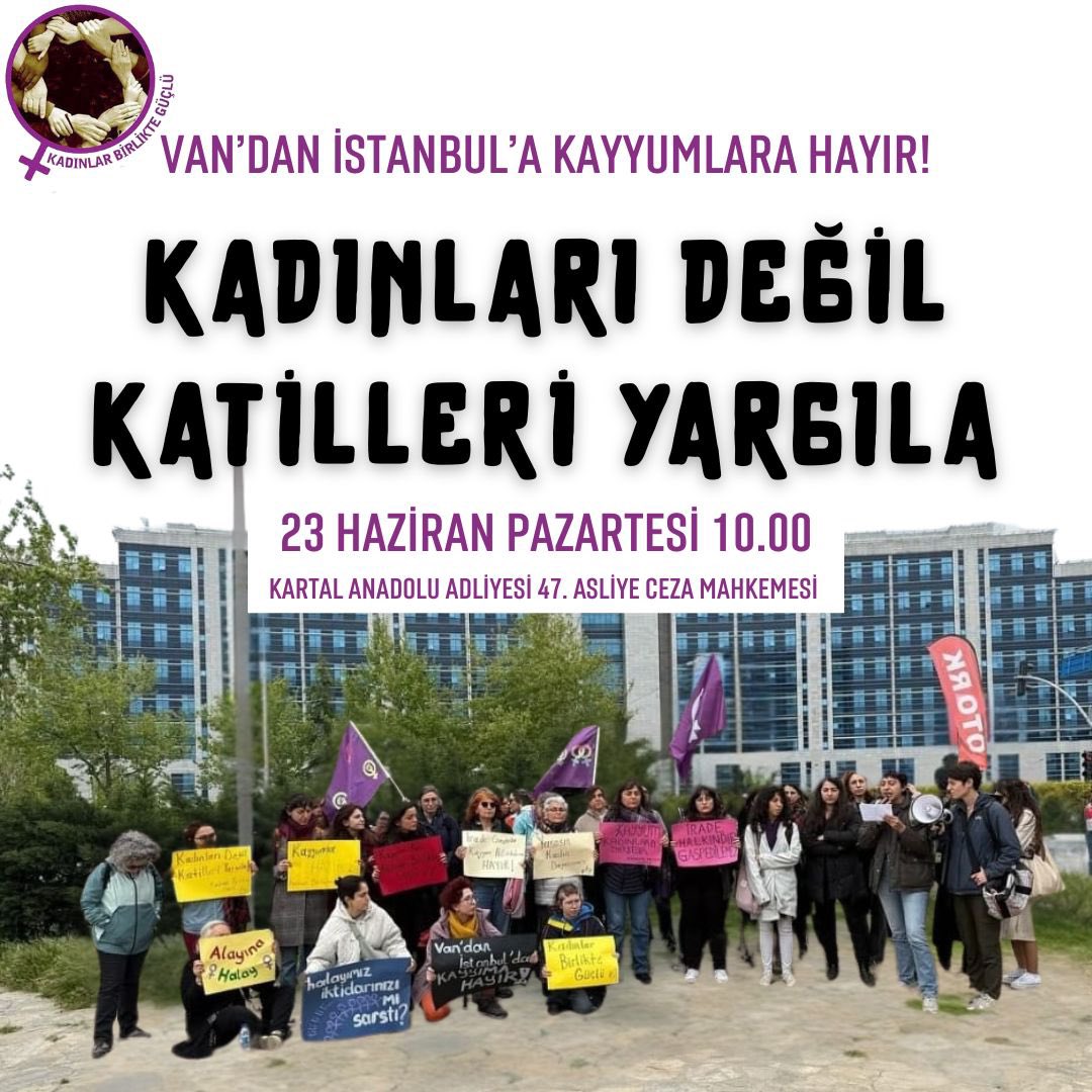 2024 yılında “İstanbul'dan Van'a ses veriyoruz: İrade gaspına hayır! Van halkı ve Van’daki kadınlar özgür değilse biz de İstanbul’da özgür değiliz” dediğimiz için yargılanıyoruz. İkinci duruşma yarın saat 10.00’da Kartal Anadolu Adliyesi 47.Asliye cezada!